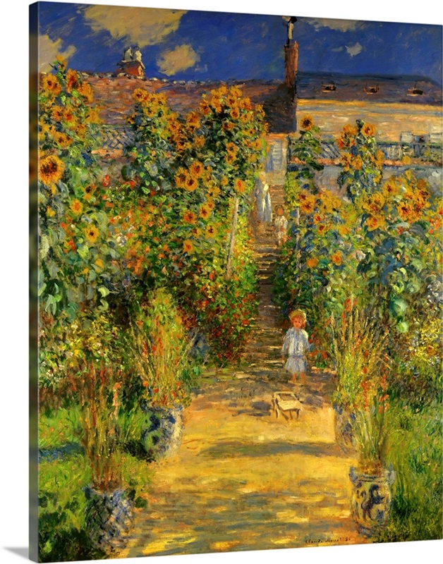 Artist's Garden at Vetheuil, 1880, by French impressionist Claude Monet ...