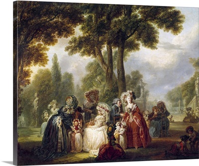 Assembly in a Park, By Watteau De Lille, c. 1755-98, French painting