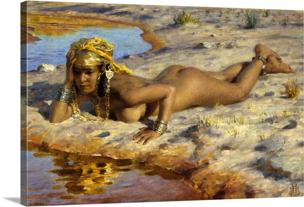 Etienne Dinet (1861-1929). On the Wadiside. Reims, musee des Beaux-Arts. Dinet Etienne.