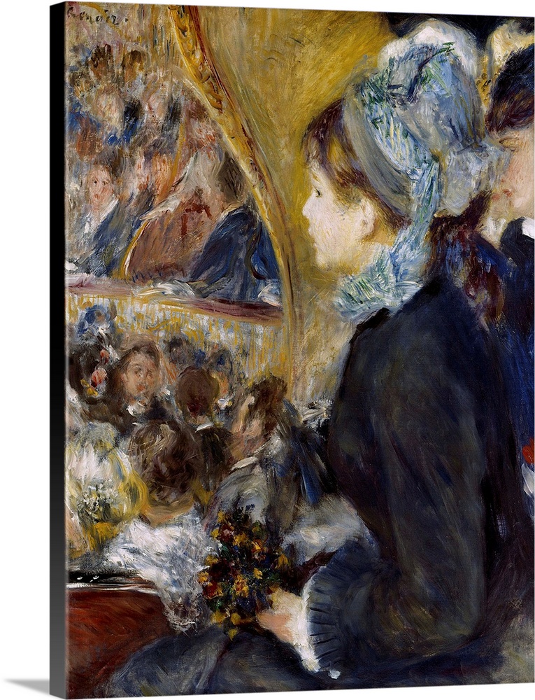 Pierre Auguste Renoir, French School. At the Theatre. 1876. Oil on canvas, 0.65 x 0.50 m. London, National Gallery. Renoir...
