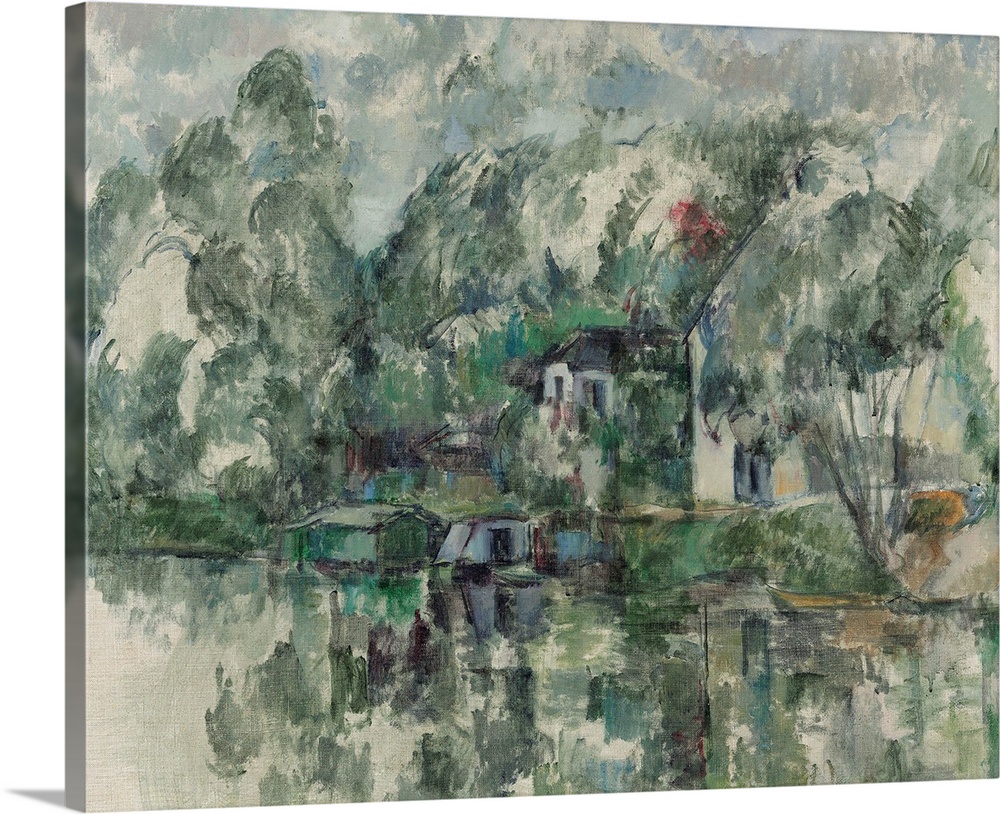 Paul Cézanne French art art print wall art Village at the Water's Edge