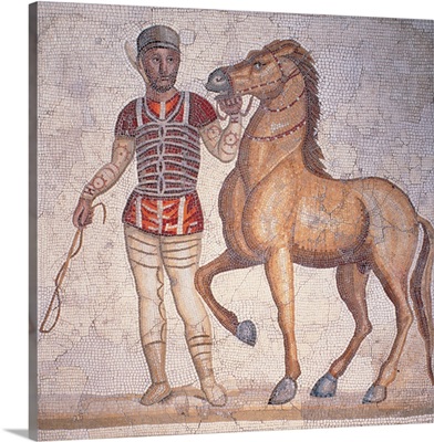 Auriga of the Circus, 3rd c. A.D. Ancient Roman mosaic. Palazzo Massimo, Rome, Italy