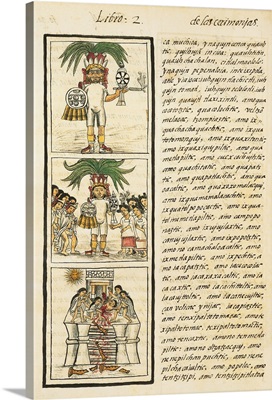 Aztec Chronicles, Priests, by Unknown Artist, c. 1575-1577. Laurentian Library, Florence