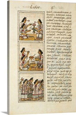 Aztec Chronicles,Musicians and priests, by Unknown Artist, c. 1575-1577