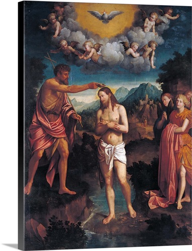 Baptism Of Jesus Christ, By Calisto Piazza, 16th C. Brera Gallery 