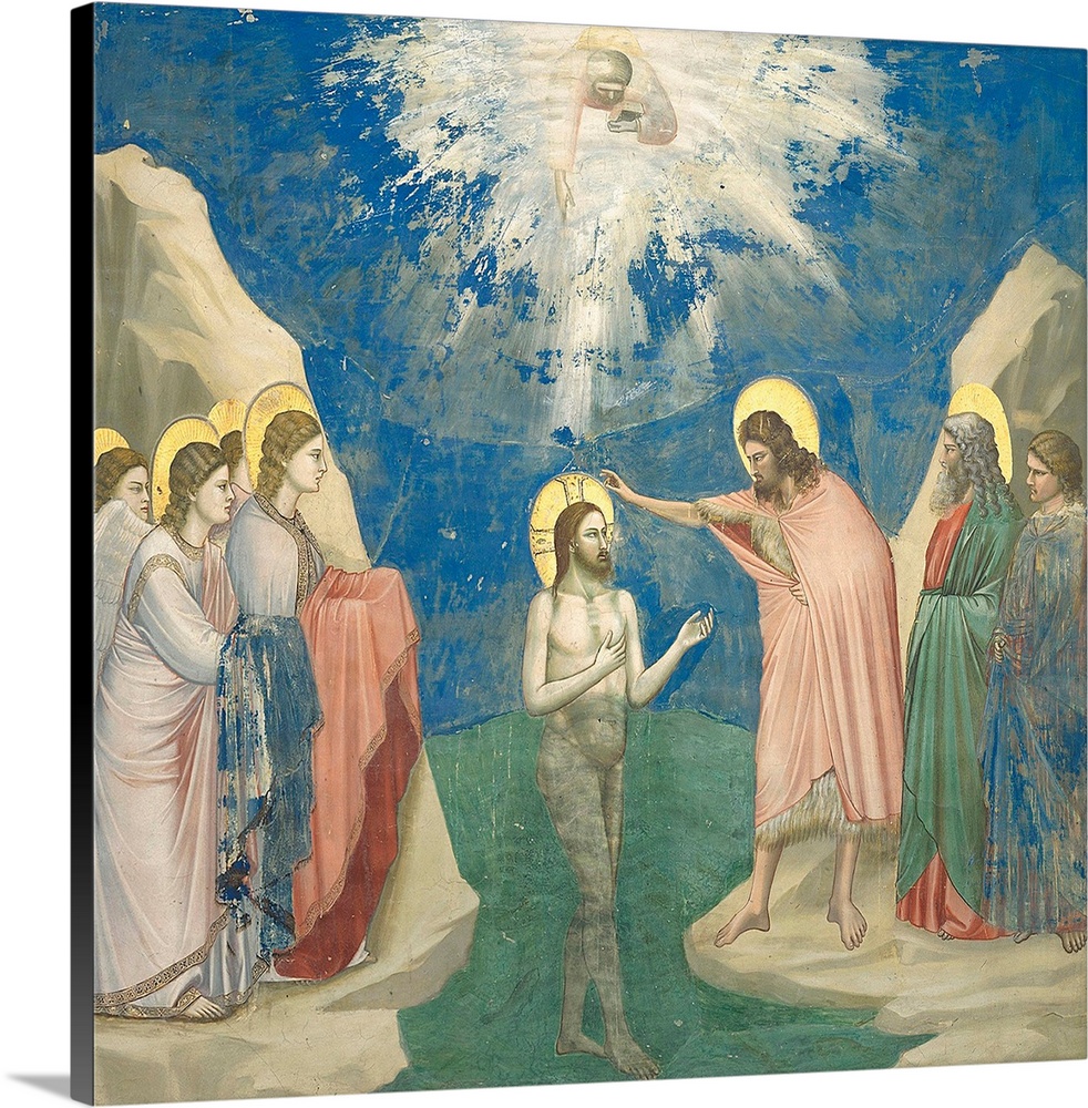 Scenes from the Life of Christ Baptism of Christ, by Giotto, 1304 - 1306, 14th Century, fresco, - Italy, Veneto, Padua, Sc...