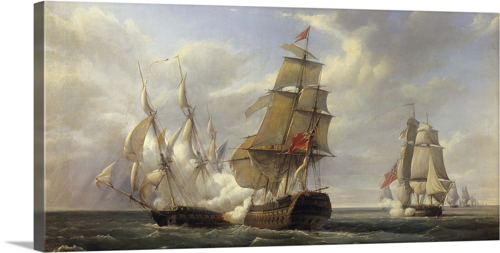 3455 , Pierre Gilbert (1783-1860), French School. Combat between the French Frigate 'La Canonniere' and the English Vessel...