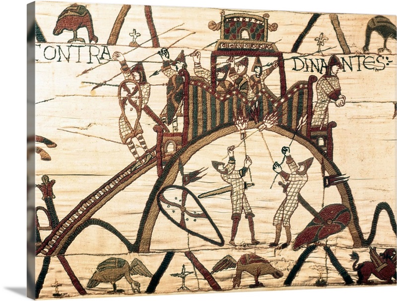 Bayeux Tapestry. 1066-1077. Detail of the attack to the Dinan castle in Brittany Wall Art 