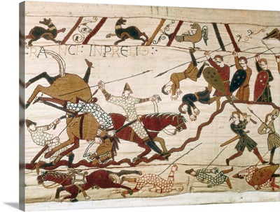 Bayeux Tapestry. 1066-1077. Scene of the Battle of Hastings