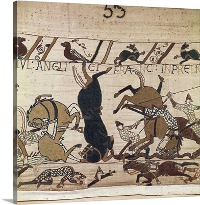 Bayeux Tapestry. 1066-1077. Scene of the battle of Hastings