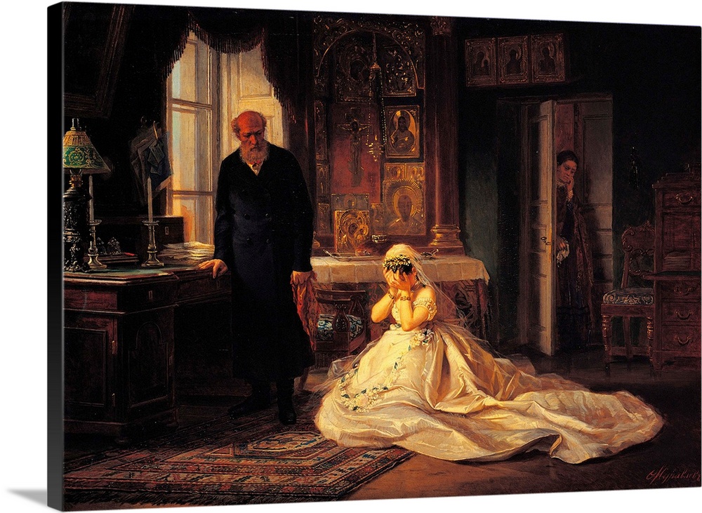 Before the Wedding, by Firs Sergeevic Zuravlev, 1870 about, 19th Century, oil on canvas, cm 99 x 134 - Russia, Moscow, Tre...