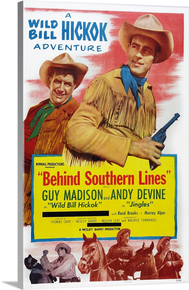 Behind Southern Lines, US Poster Art, From Left: Andy Devine, Guy Madison, 1952.