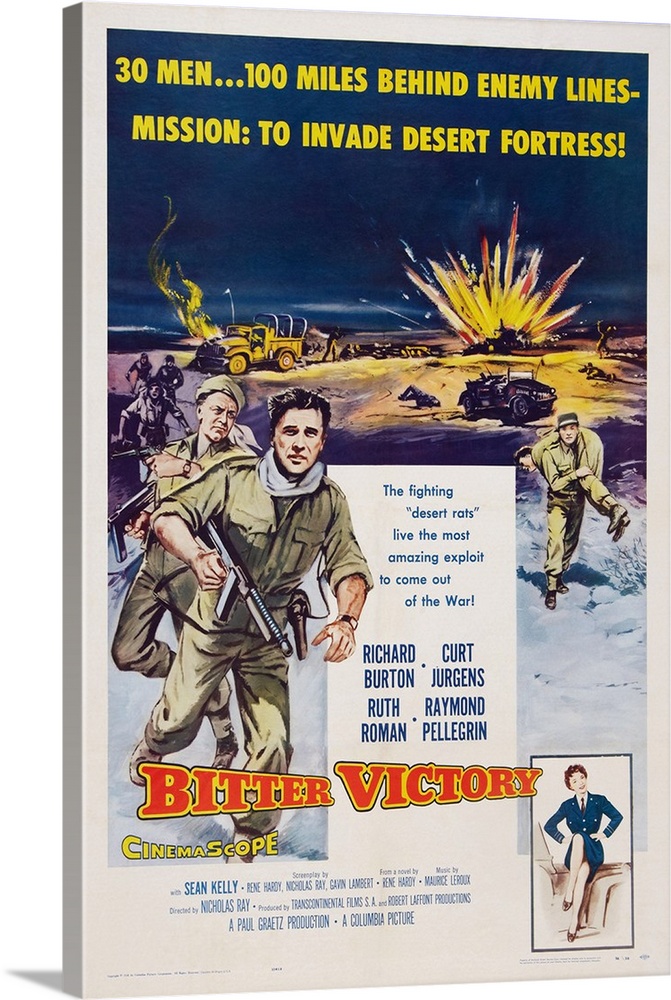 Bitter Victory, US Poster Art, 1957 Wall Art, Canvas Prints, Framed Prints, Wall Peels Great