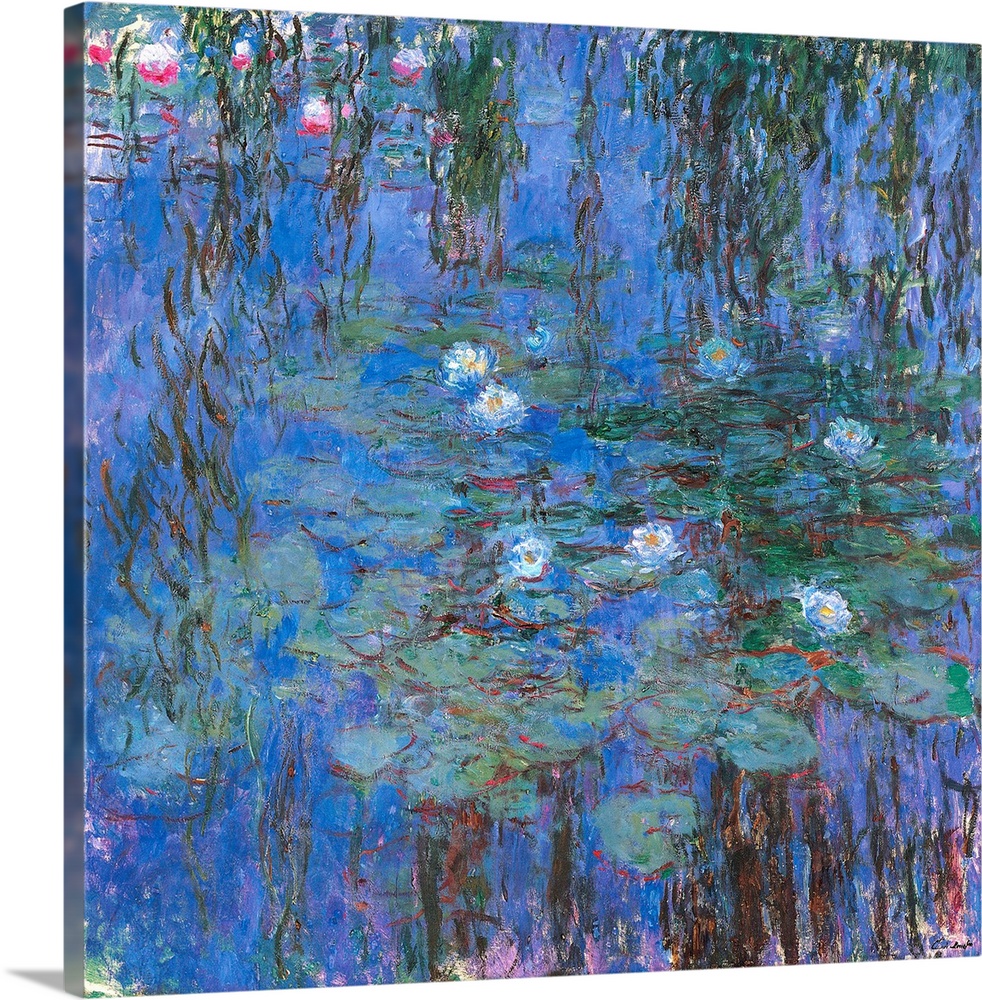 Blue Water Lilies By Claude Monet Musee D Orsay Paris France Wall Art Canvas