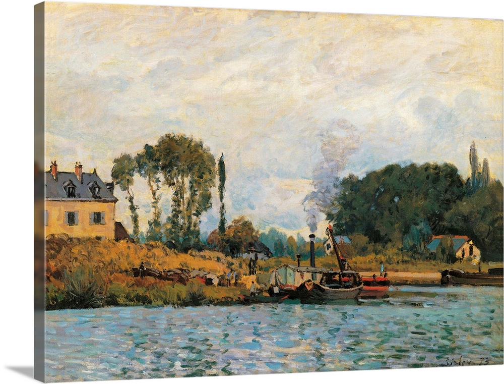 Boats at the Lock at Bougival, by Alfred Sisley, 1873, 19th Century, oil on canvas, cm 46 x 65 - France, Ile de France, Pa...