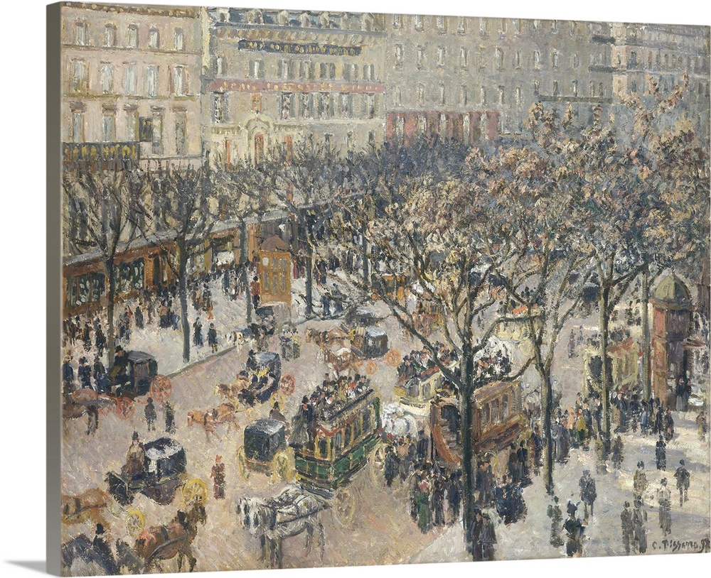 Boulevard des Italiens, Morning, by Camille Pissarro, 1897, French impressionist painting, oil on canvas. In his last deca...
