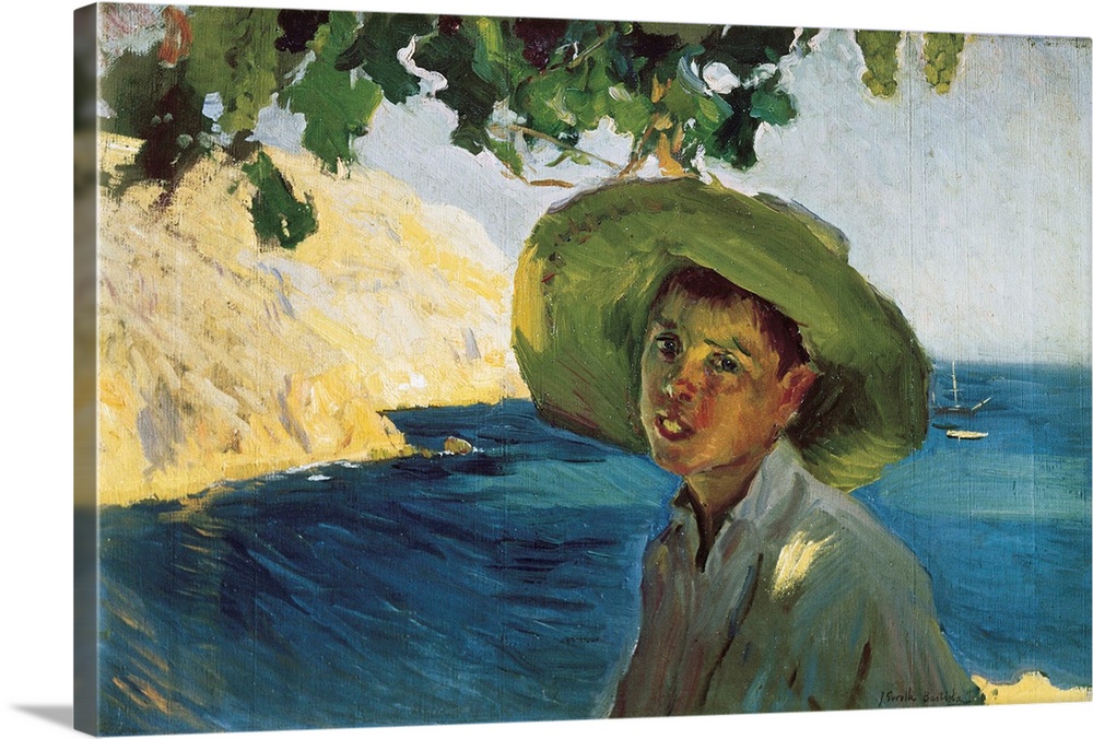 SOROLLA, Joaquin (1863-1923). Boy with Hat. Post-Impressionism. Oil on canvas. -