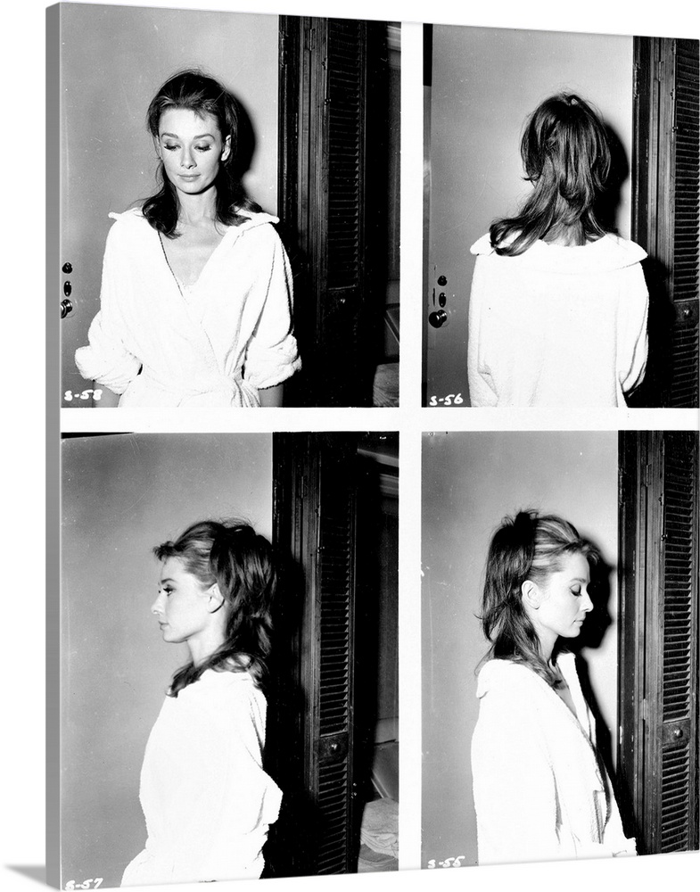 BREAKFAST AT TIFFANY'S, Audrey Hepburn hairstyle tests, on set, 1961.