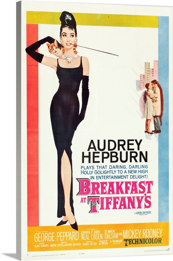 BREAKFAST AT TIFFANY'S, poster, Audrey Hepburn, George Peppard, 1961.