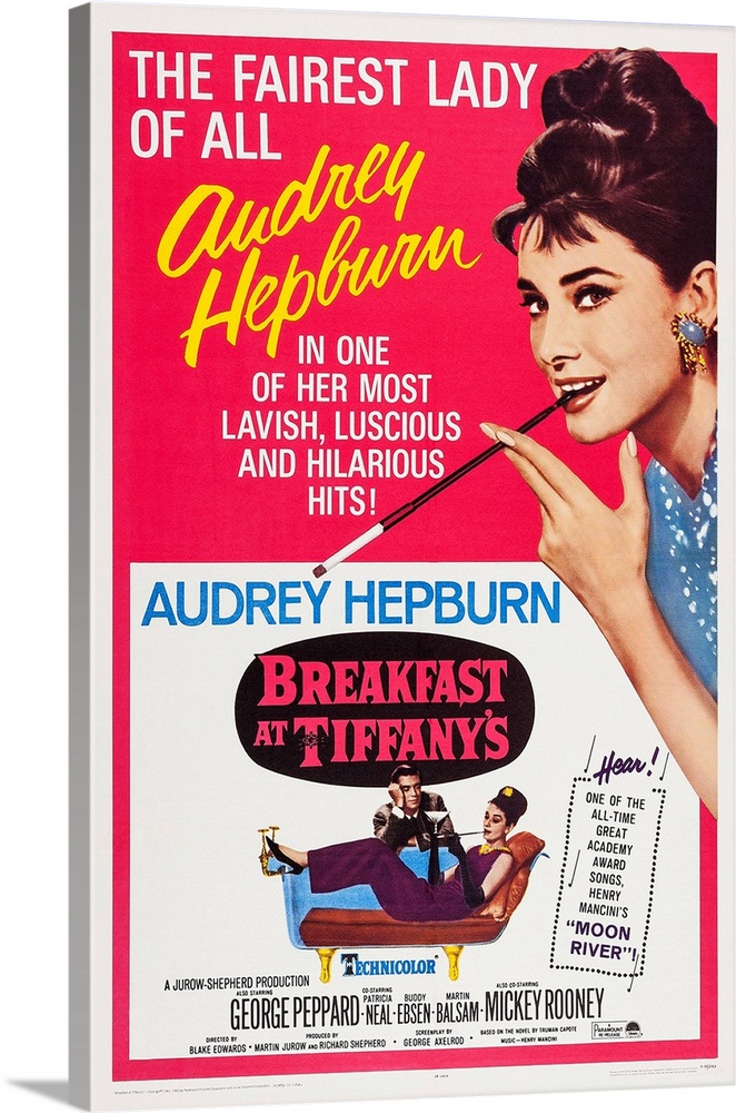 BREAKFAST AT TIFFANY'S, US poster art, top right: Audrey Hepburn, bottom from top: George Peppard, Audrey Hepburn, 1961.