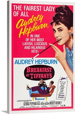 Breakfast At Tiffany's, US Poster Art, George Peppard, Audrey Hepburn, 1961