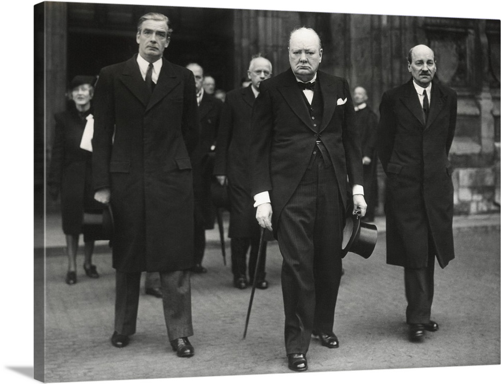 British leaders leaving the Westminster Abby memorial service for David Lloyd George. L-R: Foreign Secretary Anthony Eden,...