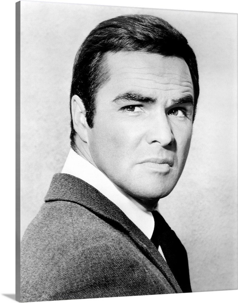 Vintage black and white photograph of TV actor Burt Reynolds.