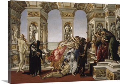 Calumny, by Renaissance painting Sandro Botticelli, 1497. King Midas slandered