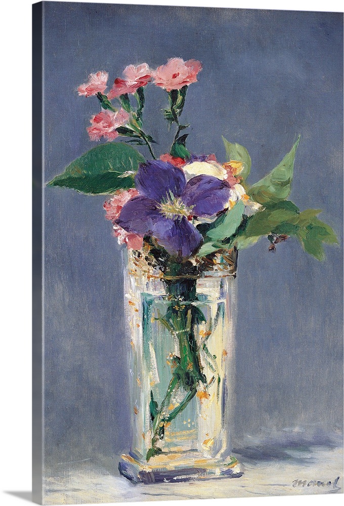 Carnations and Clematis in a Crystal Vase, by Edouard Manet, 1882 about, 19th Century, oil on canvas, cm 56 x 35,5 - Franc...