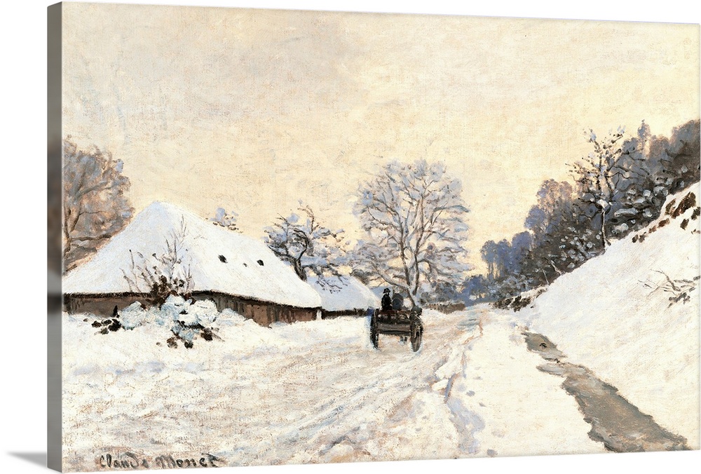 The Cart. Route in the Snow, near Honfleur, by Claude Monet, 1867 about, 19th Century, oil on canvas, cm 65 x 92,5 - Franc...