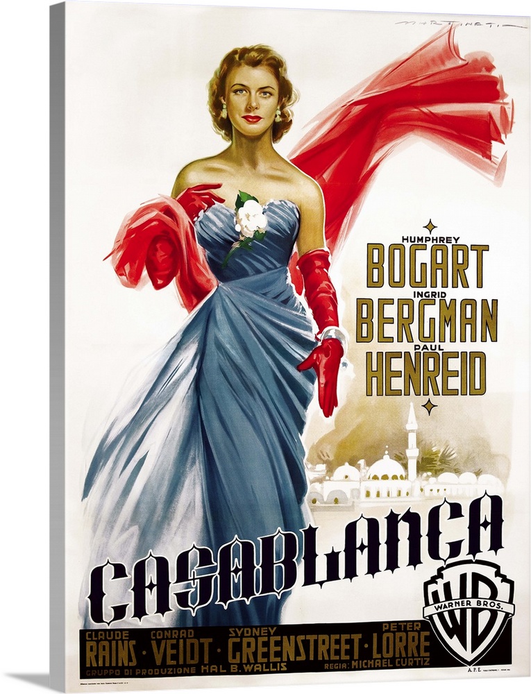 Casablanca, Italian Poster Art, Ingrid Bergman, 1942.