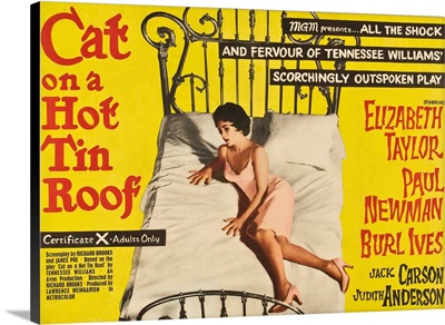 Cat On A Hot Tin Roof, Elizabeth Taylor, UK Poster Art, 1958