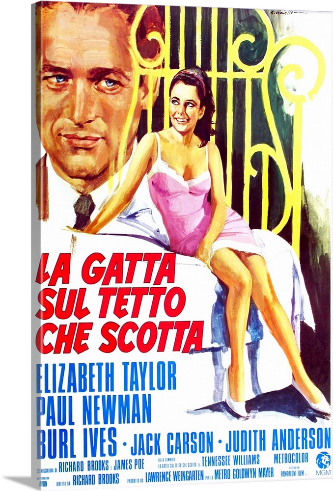 Cat On A Hot Tin Roof, (aka La Gatta Sul Tetto Che Scotta), L-R: Paul Newman, Elizabeth Taylor On Italian Poster Art, 1958.
