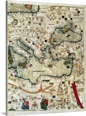 Catalan Atlas, 3rd-4th Leaves, Known World in 1375. Detail