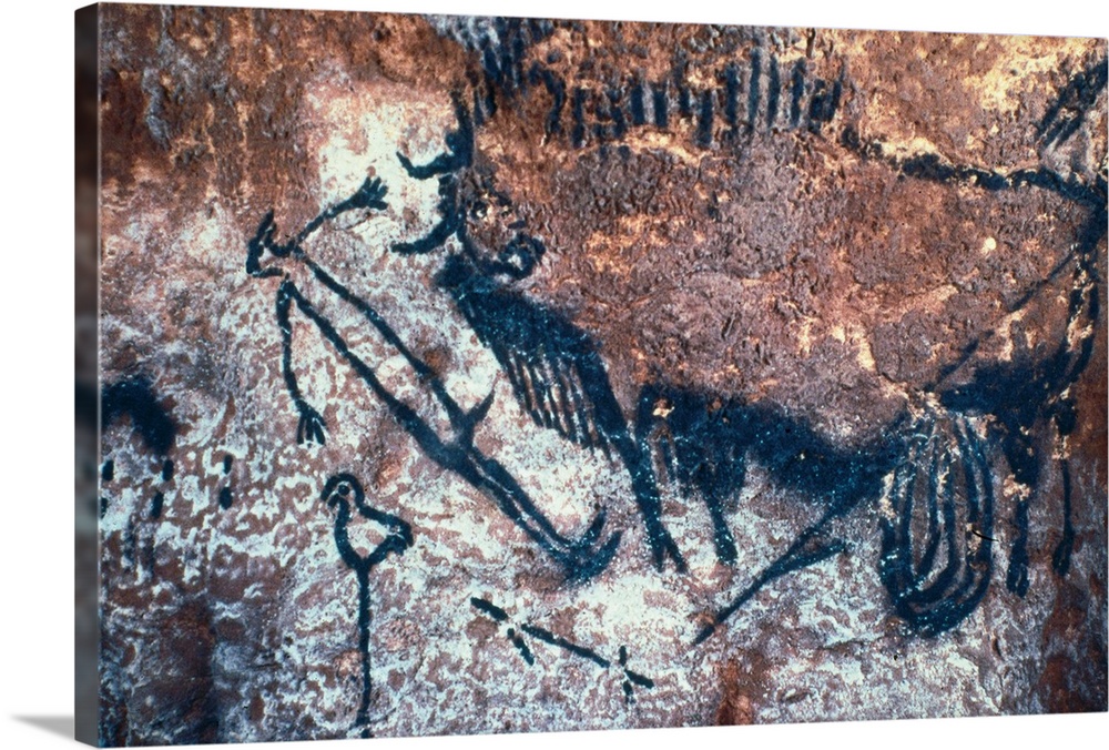 FRANCE. Montignac. The Cave of Lascaux. Fighting scene between men and bisons (c.17000-15000 BC). Upper Paleolithic. Magda...