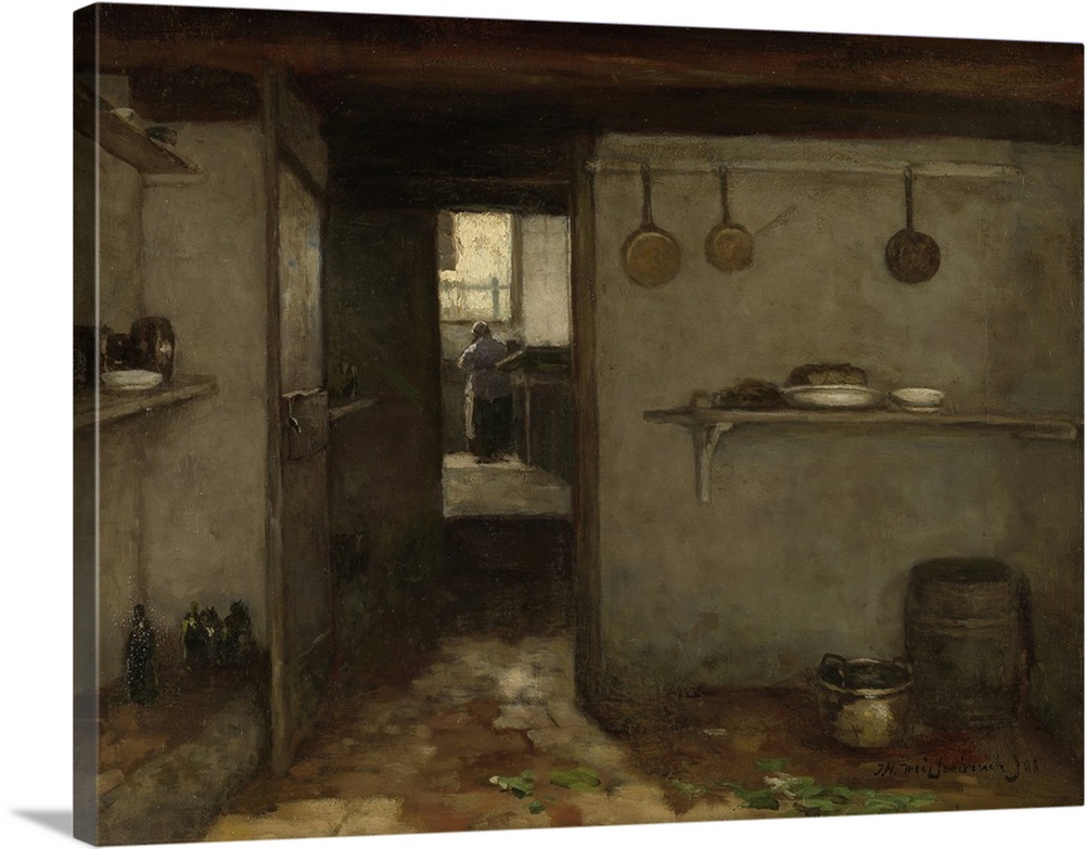 Cellar of the Artist's Home in The Hague, by Johan Hendrik Weissenbruch, 1888. Dutch oil painting on canvas. Artist captur...
