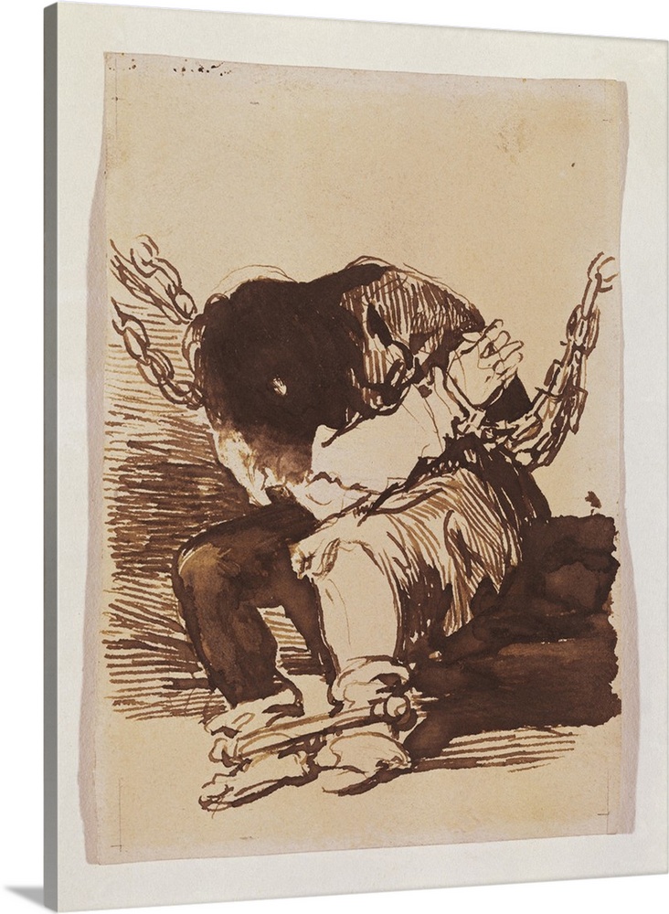GOYA Y LUCIENTES, Francisco de (1746-1828). Chained Prisoner, seated. 1810 - 1820. Drawing for the etching Tan bArbara la ...