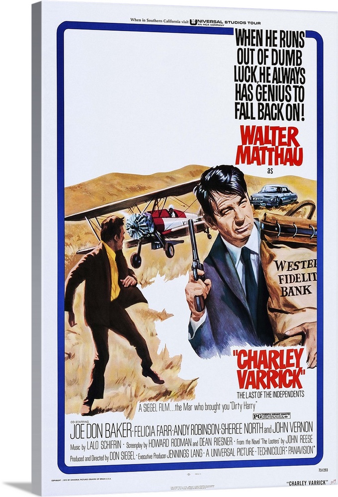 CHARLEY VARRICK, US poster, Walter Matthau (right), 1973.
