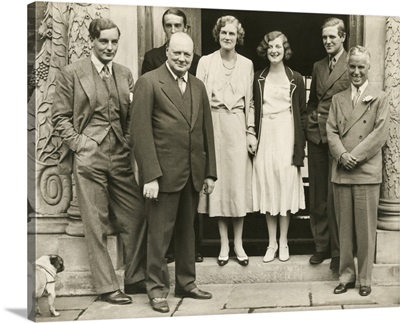 Charlie Chaplin With Winston Churchill And His Family At Chartwell Manor