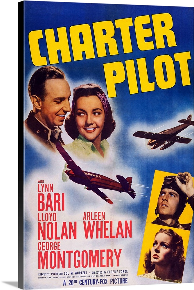 Charter Pilot, US Poster Art, Top Left: Lloyd Nolan, Lynn Bari; Bottom Right: Arleen Whalen, George Montgomery, 1940.