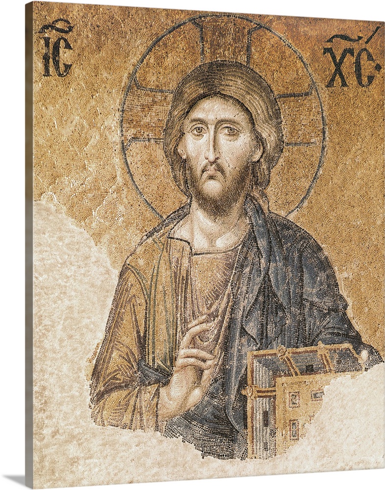 Deesis Mosaic. 13th c. TURKEY. Istanbul. Hagia Sophia (Basilica of St. Sophia). Detail of Christ Pantocrator. Work located...
