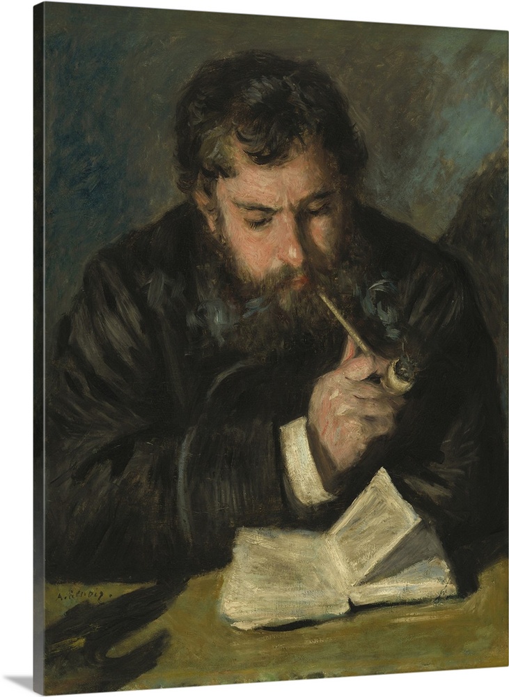 Claude Monet, by Auguste Renoir, 1872, French impressionist painting, oil on canvas. Renoir and Monet met when they were s...
