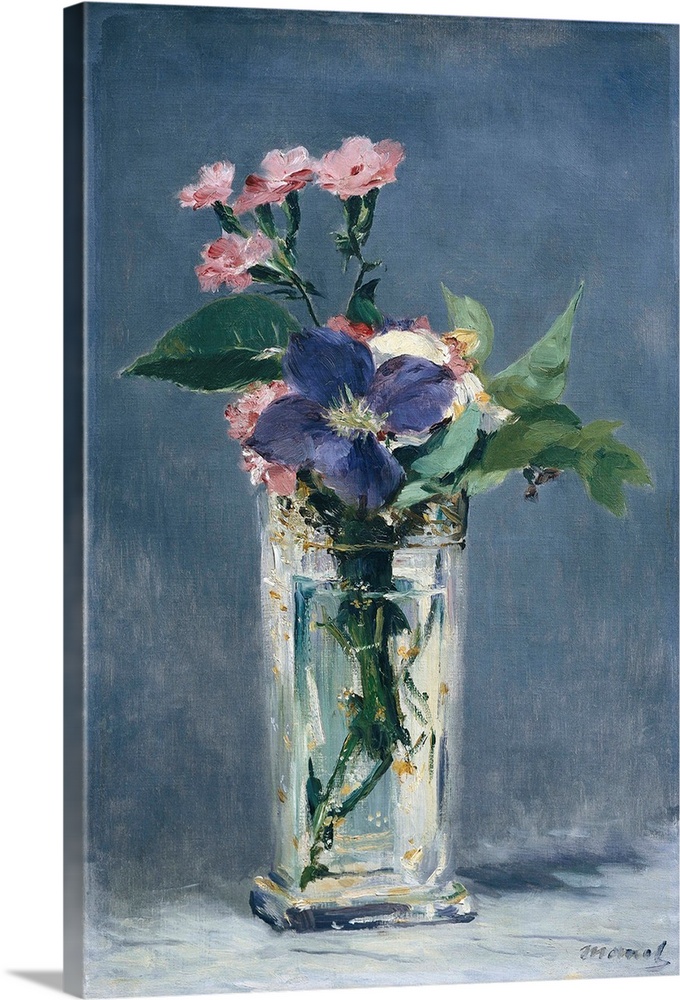 MANET, edouard (1832-1883). Clematis in a Crystal Vase. 1882. Impressionism. Oil on canvas. FRANCE. Paris. Musee d'Orsay (...