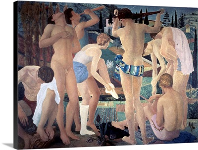 Composition Of Male Nudes In Landscape, By Onofrio Martinelli, 1938