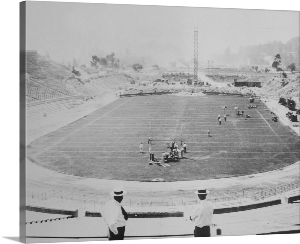 Construction of the Rose Bowl Stadium, Pasadena, Los Angeles County, California. View to south, 1928.