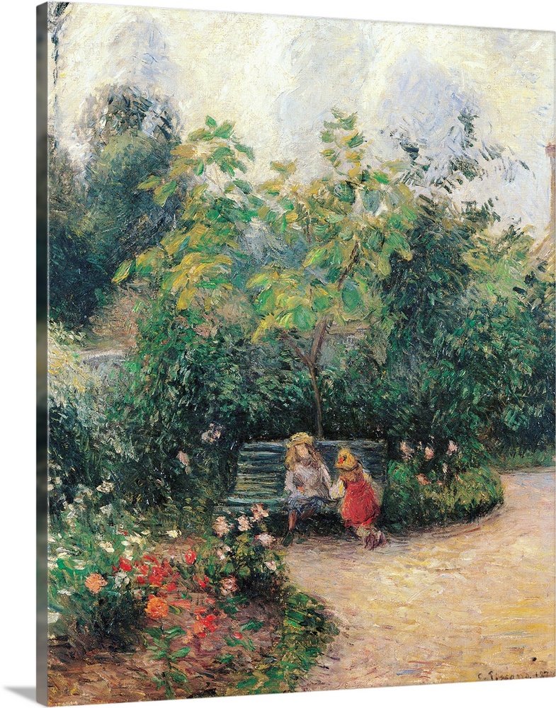 A Corner of the Garden at the Hermitage, by Camille Pissarro, 1877, 19th Century, oil on canvas, cm 55 x 46 - France, Ile ...