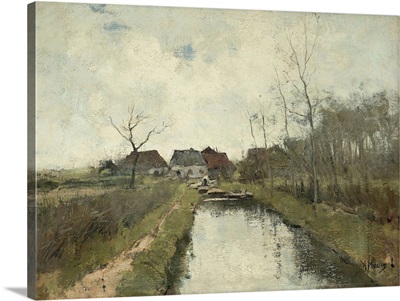 Cottage near a Ditch, 1870-88, Dutch painting, oil on canvas