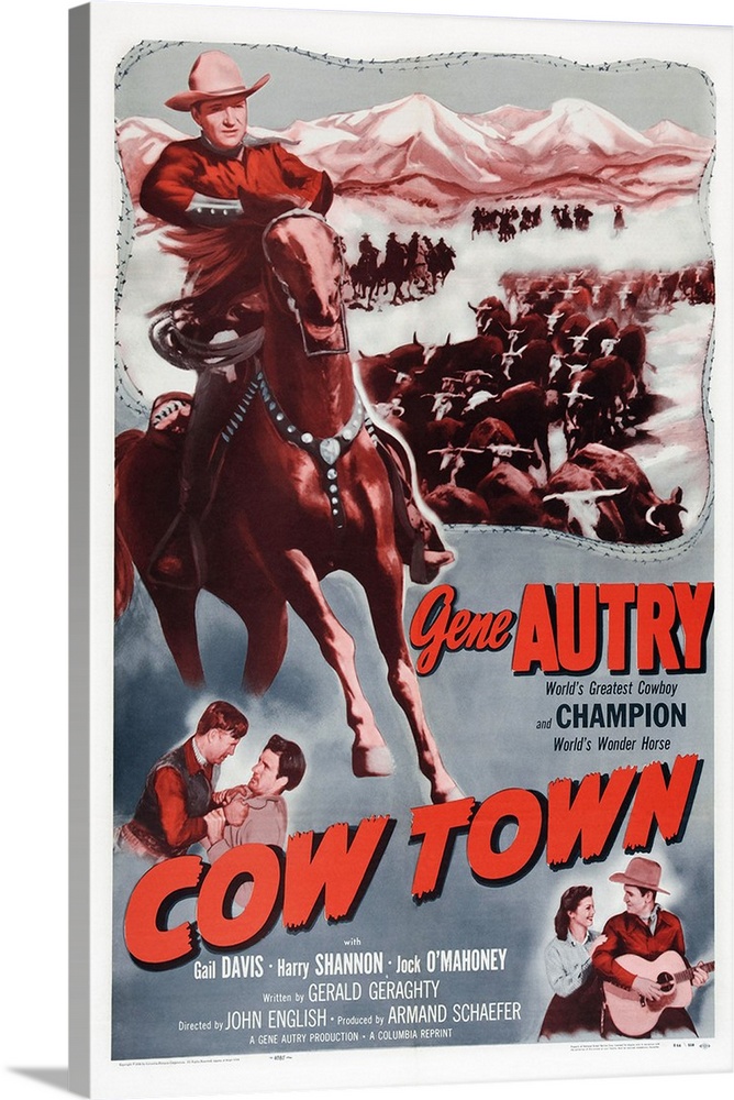 Cow Town, US Poster Art,  From Left: Gene Autry, Jock Mahoney, Gail Davis, Gene Autry, 1950.