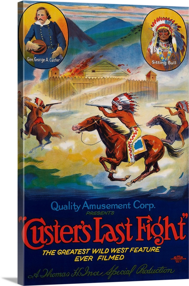 Retro poster artwork for the film Custer's Last Fight.