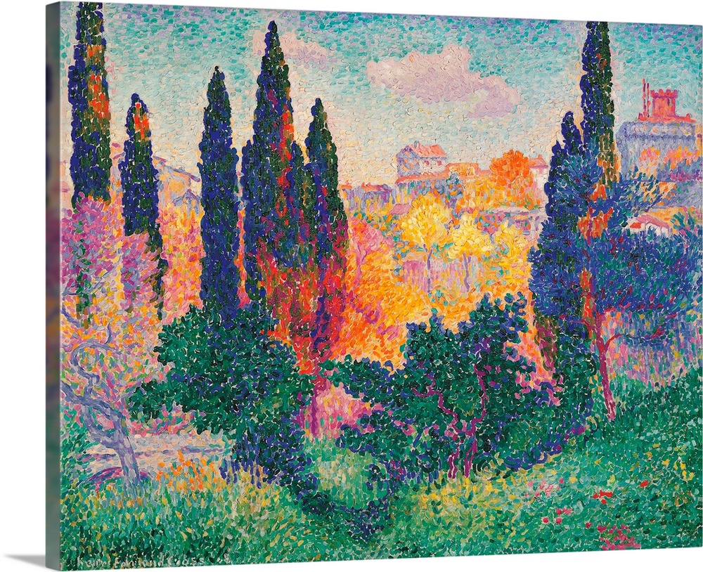 Cypress Trees at Cagnes, by Unknown Artist, 1908, 20th Century, oil on canvas, cm 81 x 100 - France, Ile de France, Paris,...